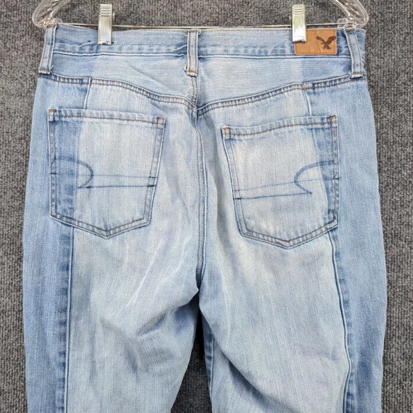 American Eagle Women's Vintage Hi-Rise Cropped Jeans Blue 10 Frayed Button Fly - Picture 10 of 15